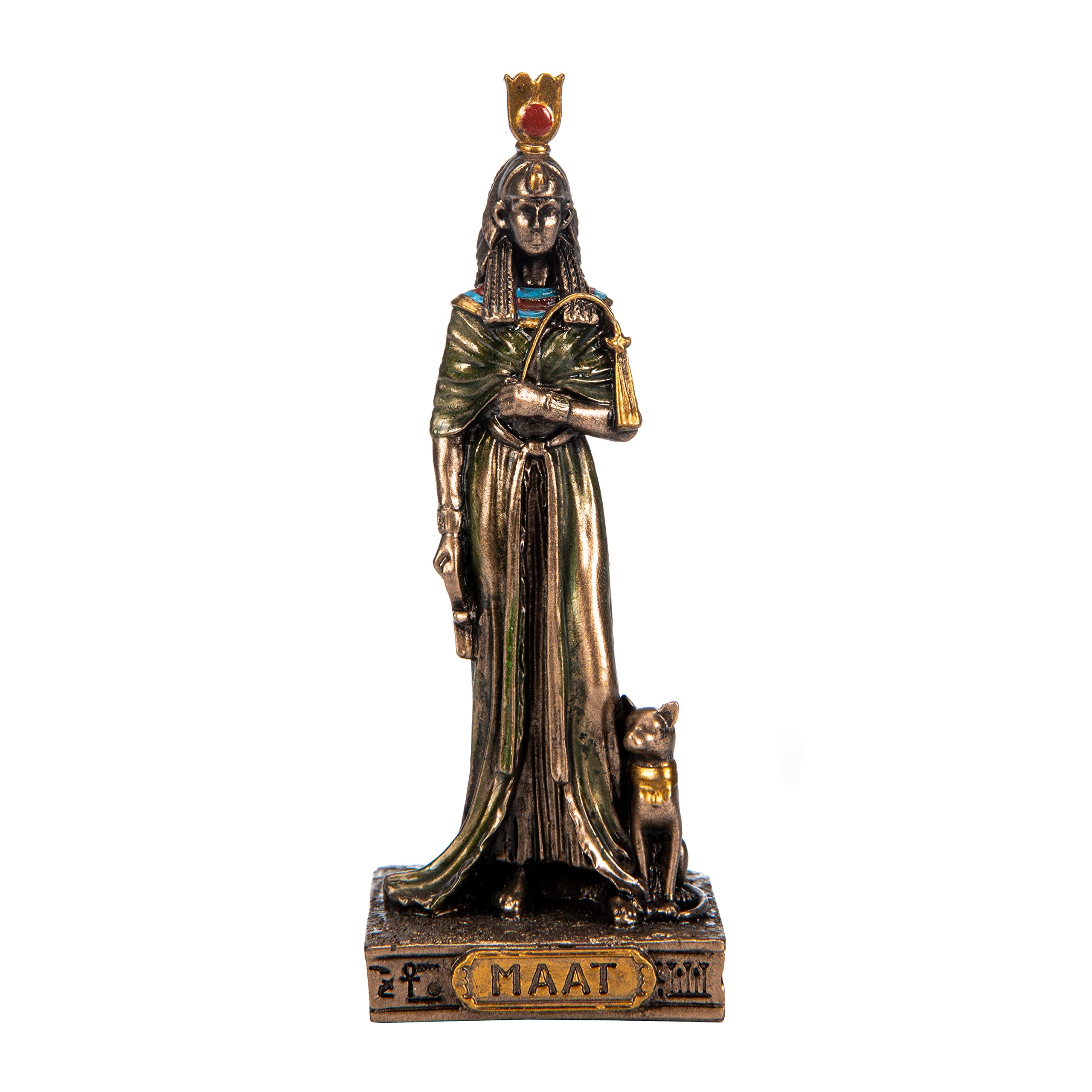 Beautifulgreekstatues Bronze Beautiful Greek Statues Maat Egyptian Goddess Resin Figurines Hand Painted Miniature Statue 3.3 Inches