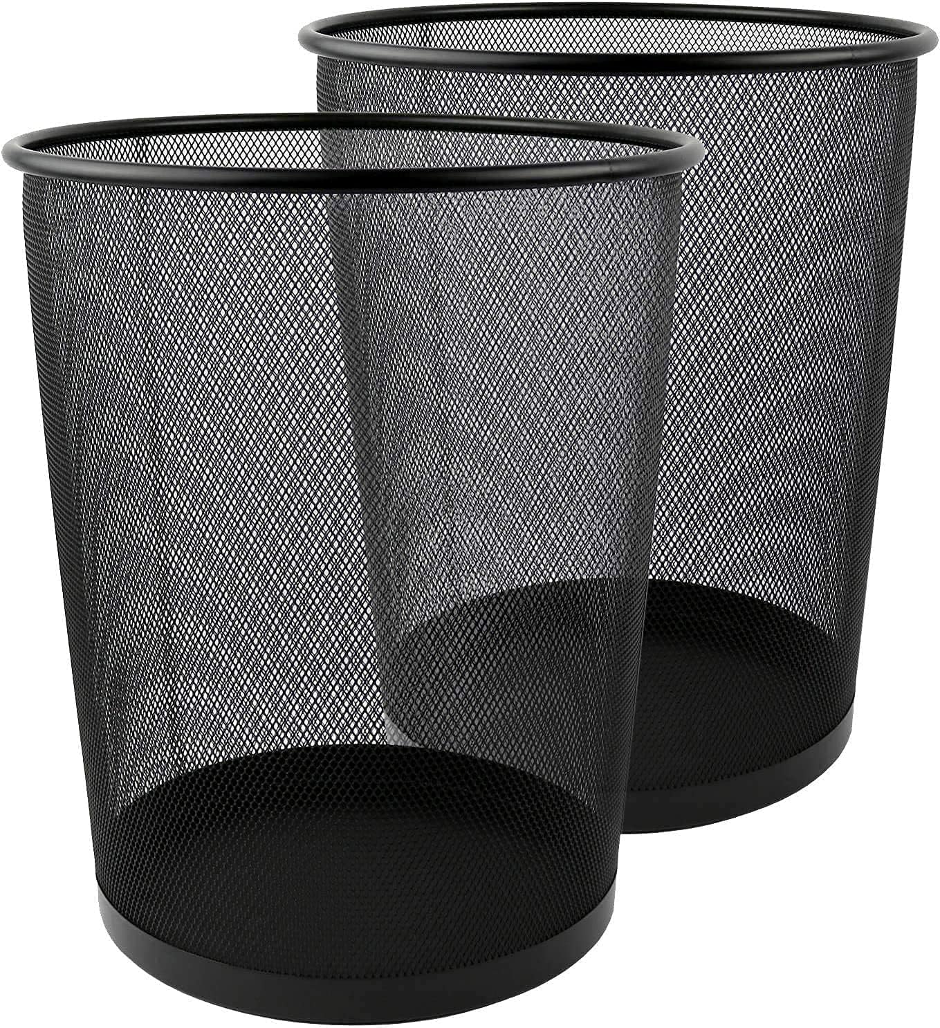 Best House | Metal Mesh Bin | Round | Black | Metal Wire Waste Basket Bin | Paper Bin | Lightweight and Sturdy Rubbish Bin | Ideal for Kitchen Home Office Living Room Bedroom (Pack of 2)