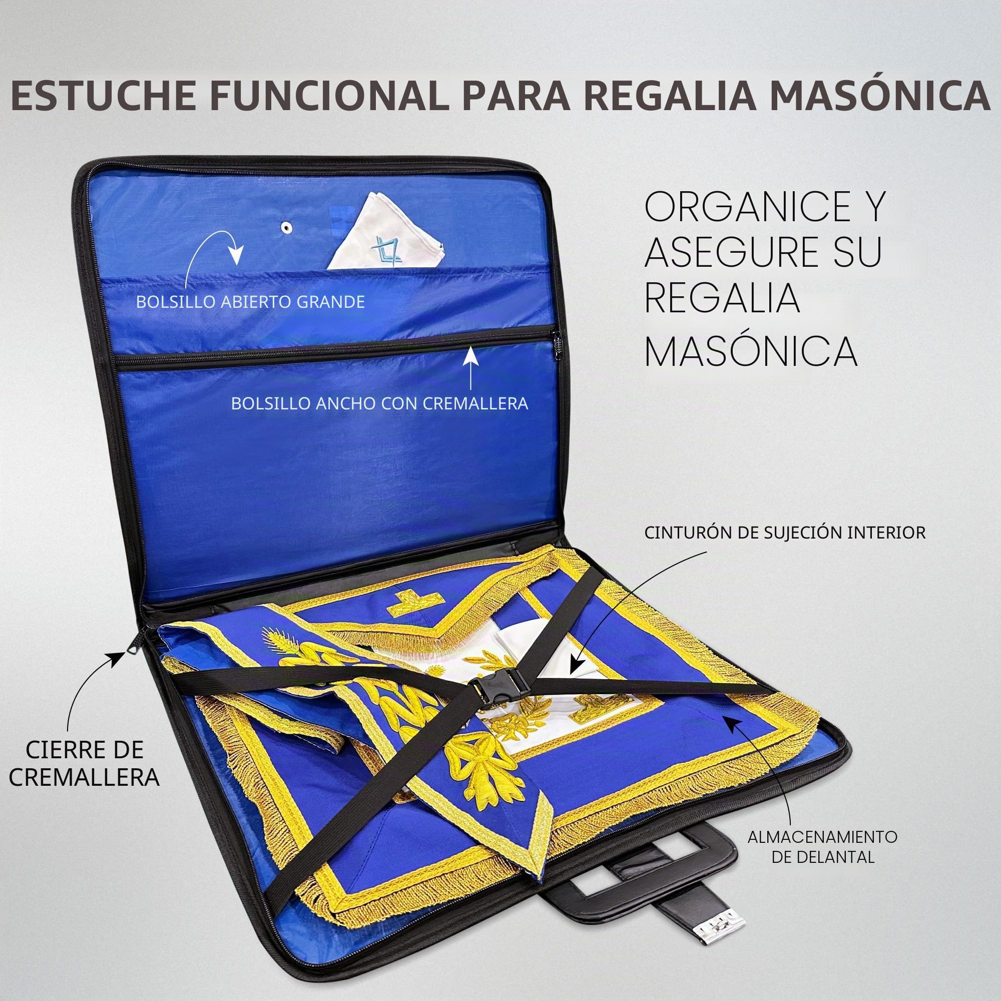 THE MASONIC COLLECTION - Funda Grand Soft con estilo de maletín - Fabricado con piel sintética - Resistente al agua - Un regalo masónico ideal para hombres, Black, 56cm x 48cm x 2cm, Minimal