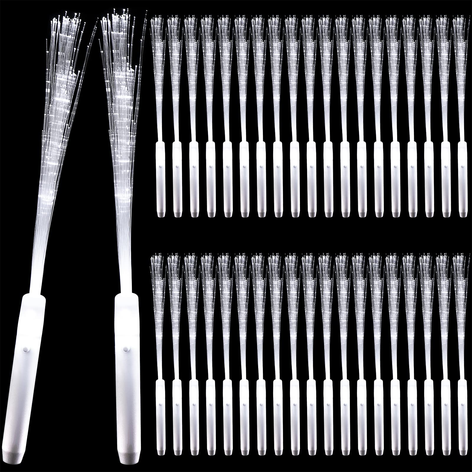 40 Pieces Fiber Optic Wand Led White Glow Sticks Light Up Magic Wand for Birthday Wedding Bridal Shower Glow Party Supplies,14 Inch