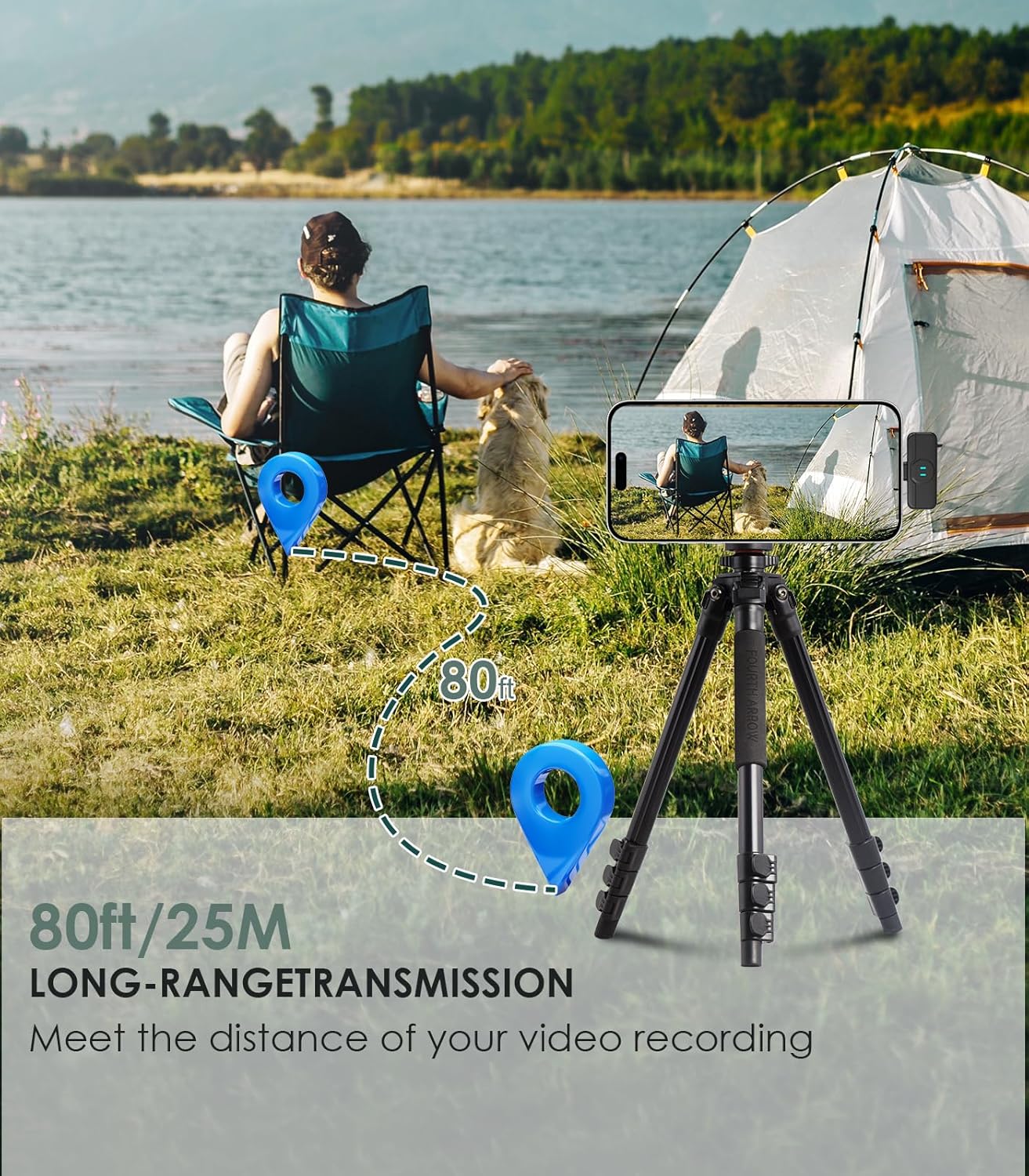 wedaniya Wireless Lavalier Lapel Microphone for iPhone iPad: 1 Clip on Microphones for Phone Video Recording (1 Pcs Black Mic)