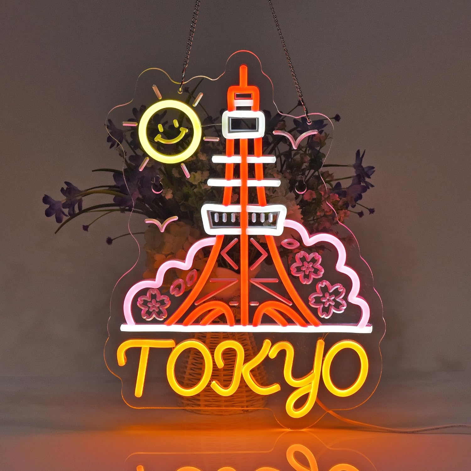 Tokyo Landmark Neon Sign, Neon Lights Hanging Wall Art Decoration for Japanese Restaurant Shop Store Home Room Decor Display, USB Powered Ultra Bright Dimmable, 16.1 * 11.8 inches