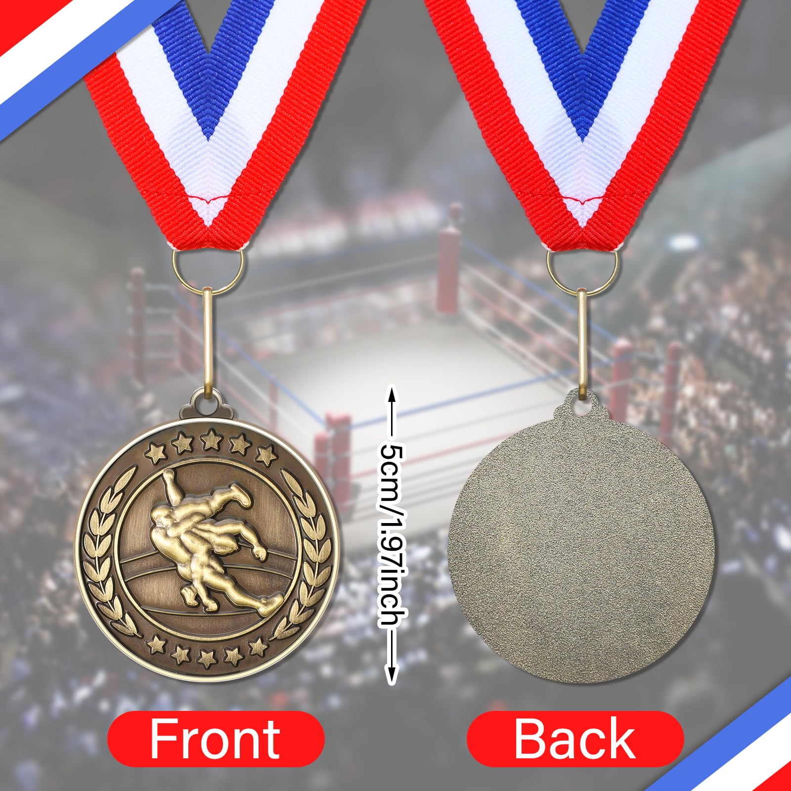 Remuuly 60 medallas de premio a granel de 2 pulgadas, ganador del trofeo de oro de metal, primer lugar con cintas para el cuello, premio regalo para torneos, partidos, equipos de competición