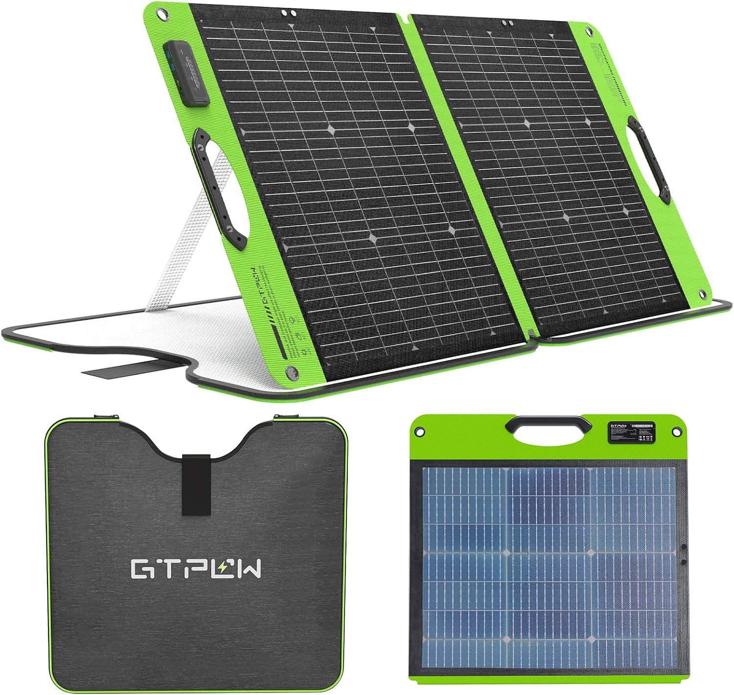 Ultra‑Portable 100W Bifacial Folding Solar Panel with Adjustable Stand, Reflective Storage Bag, All‑Day Sunlight for Higher Total Power Output, Solar Charger for Power Stations, RV, Camping & Off-Grid