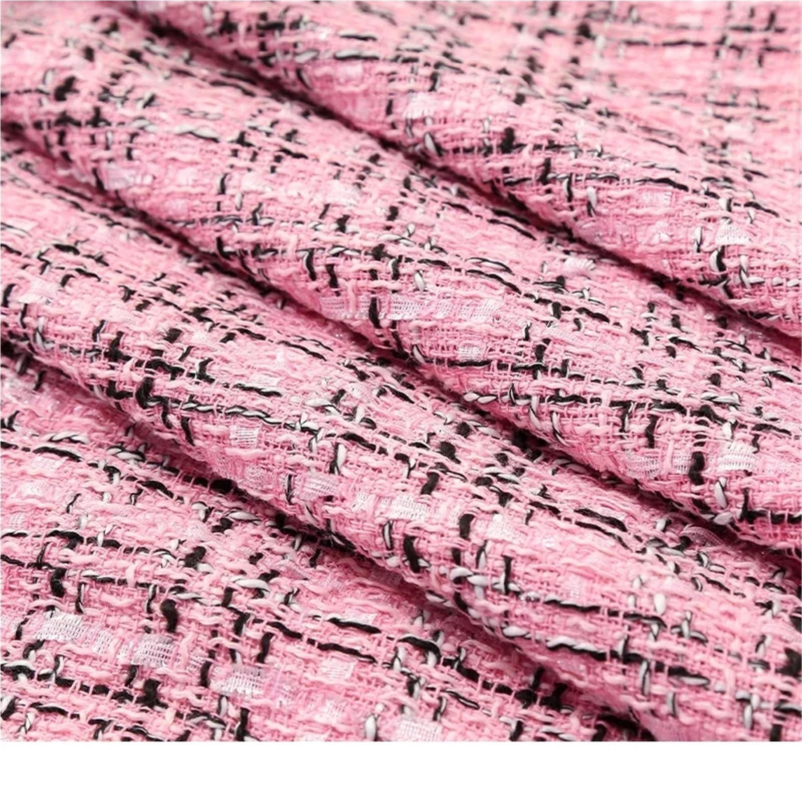 Różowa tkana luksusowa tkanina tweedowa na jesień i zimę płaszcz tkanina, moda, odzież DIY, sukienka ręcznie robiona, pikowana tkanina do szycia, 2 różowe, 270 cm x 150 cm