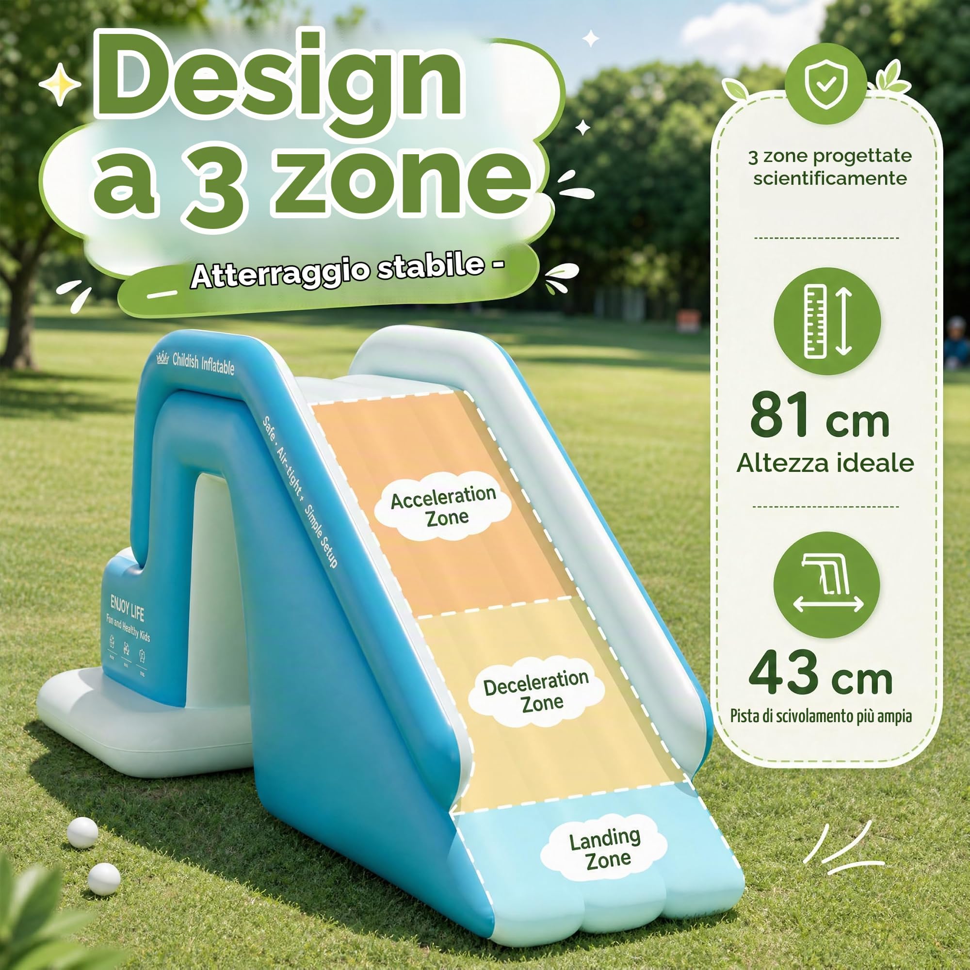 Scivolo Gonfiabile per Piscina, Scivolo Gonfiabile per Piscina, Acqua in PVC Fuori Terra Famiglia Numerosa e Giocattolo da Gioco per Bambini con Gonfiaggio Rapido per Cortile, 72×33×33 Pol