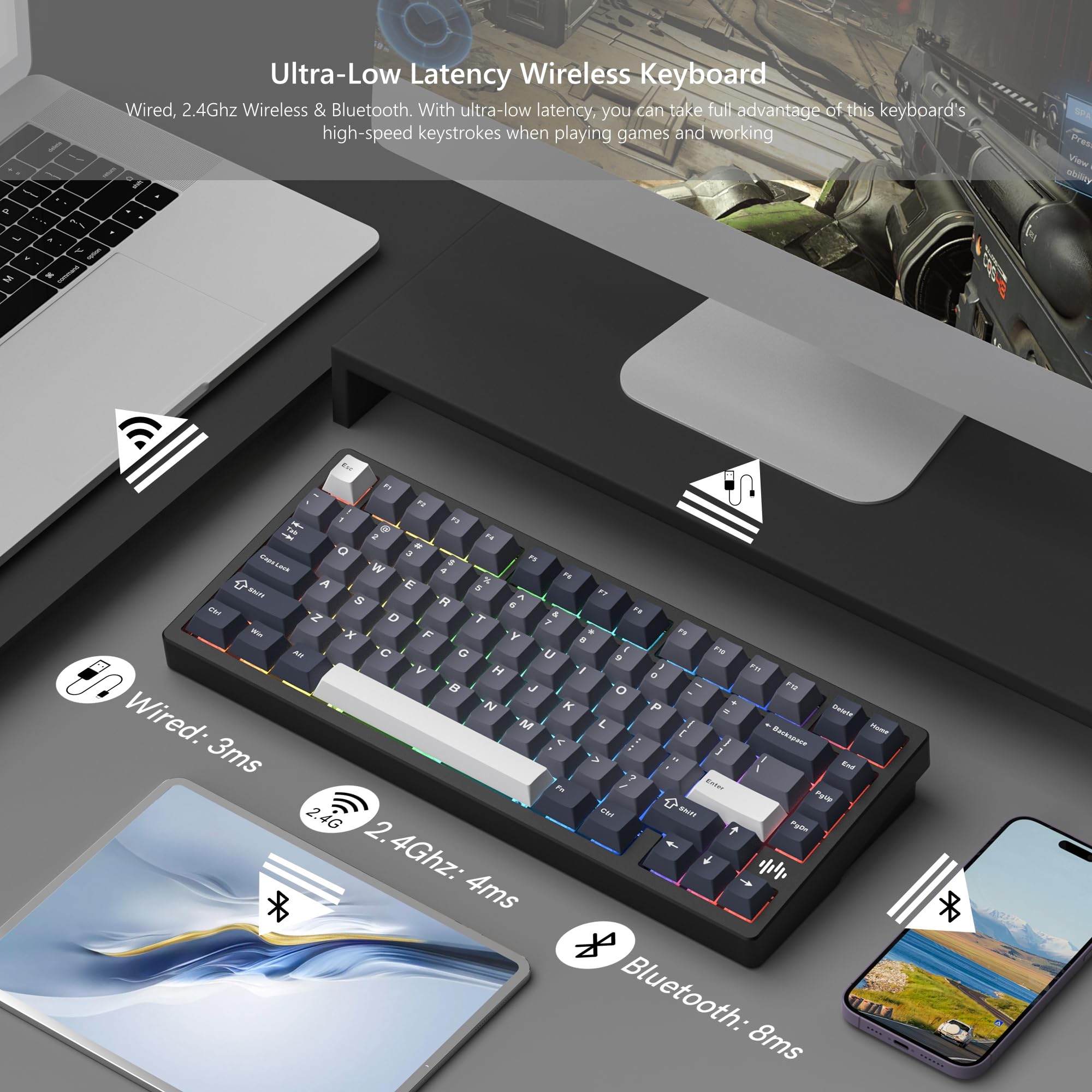 Amazon.com: Womier RD75 Pro 75% Wireless Gaming Keyboard, Quick