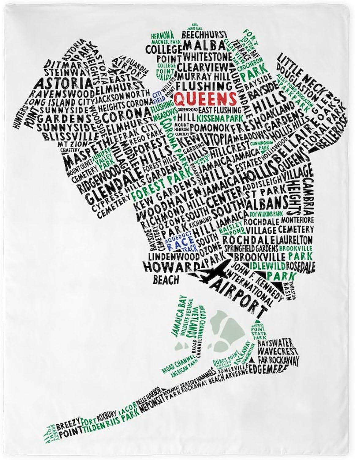 CafePress Queens New York Map Typography Twin Duvet Cover, Printed Comforter Cover, Unique Bedding,
