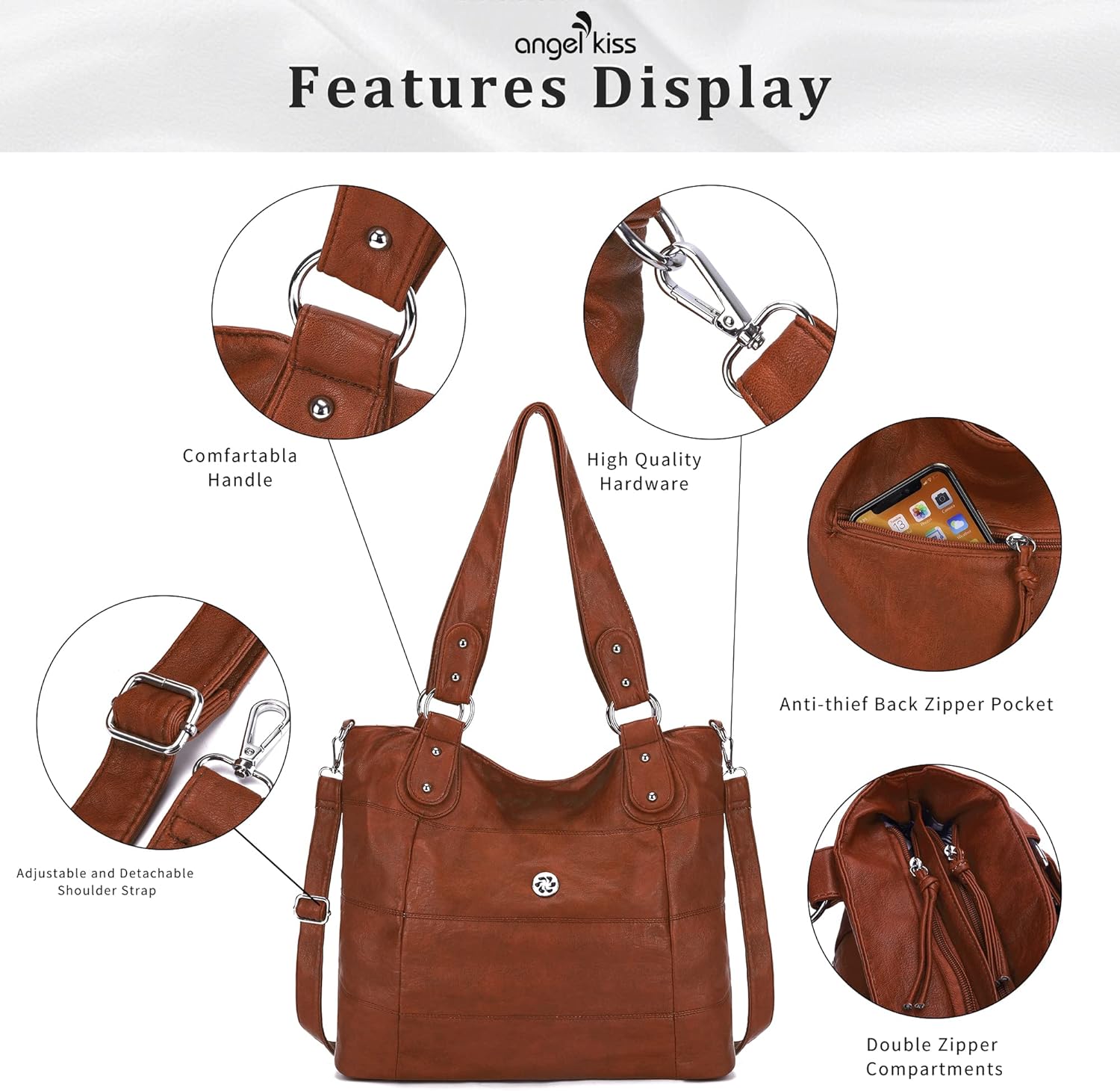 Angel Kiss Hobo Purses for Women Multi-Color Striped Lattice Cross Body Shoulder Purse Bag Tote Handbag - Image 6