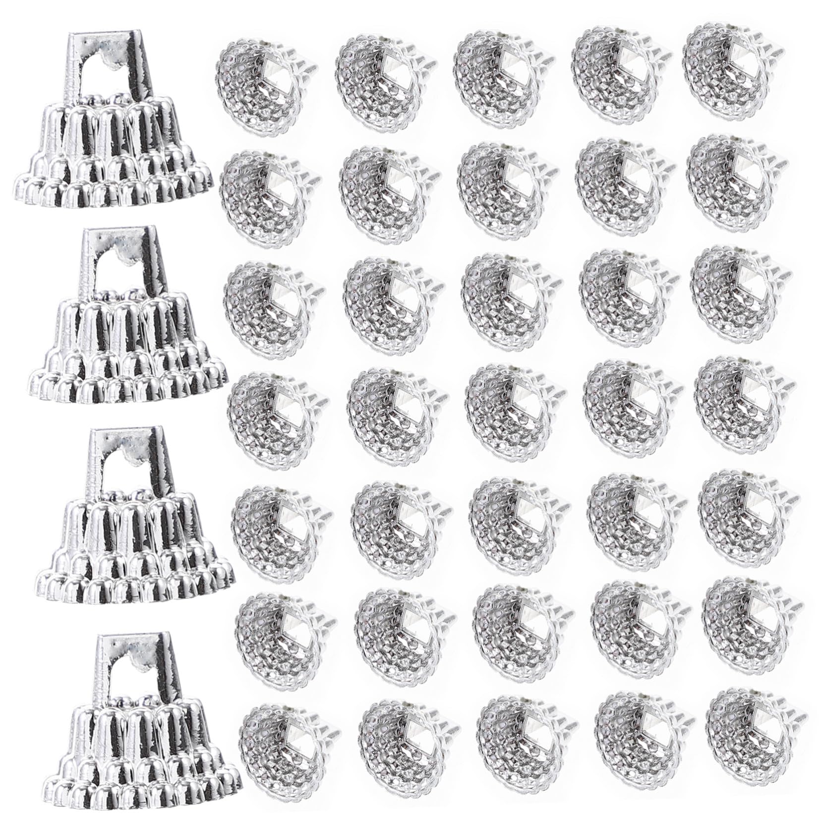 Capuchons de boules de Noël en plastique argenté Ø1,3cm pour suspensions DIY - 200 pcs