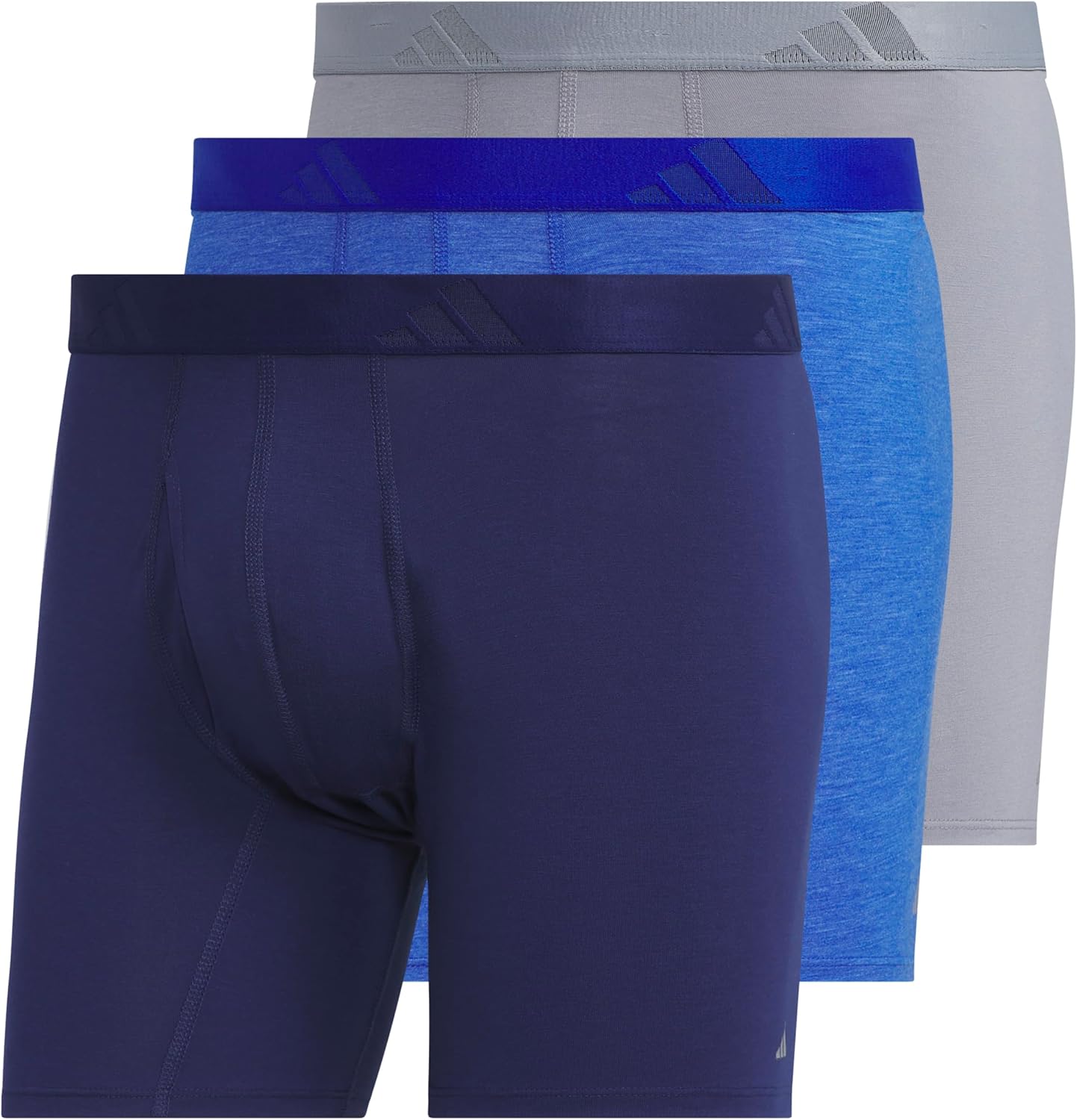 adidas mens Boxer Brief Underwear (3-pack) Luxe Comfort Ultra Soft Rayon Blend