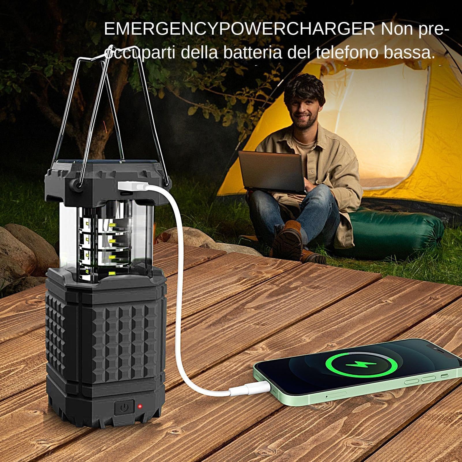 USB Camp Light - Waterproof Hangable Lantern,LED Light USB Solar Tent Lamp | for Fishing Beach Barbecue Climbing Yard Garden Courtyard Backyard Patio