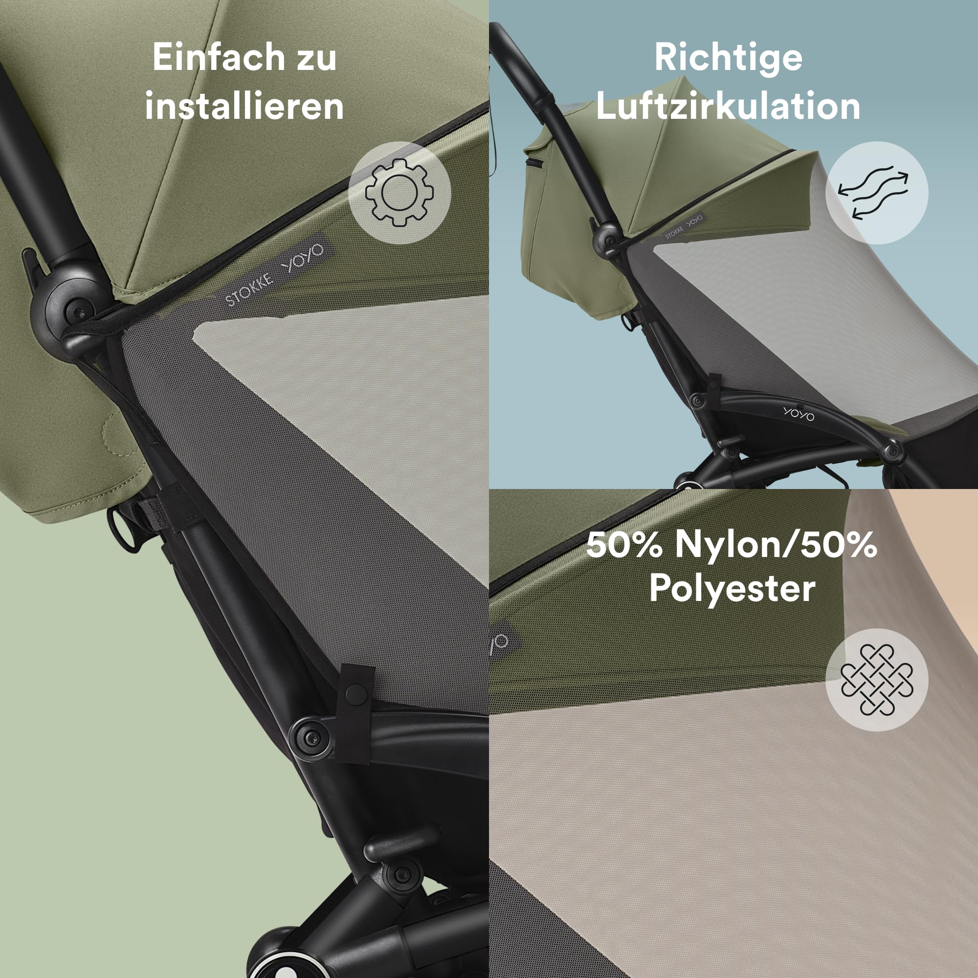 Stokke YOYO 6+ Textilset Moskitonetz - Schütze Dein Kind vor kleinen Insekten - Einfach zu aufzubewahren - 100% Nylon