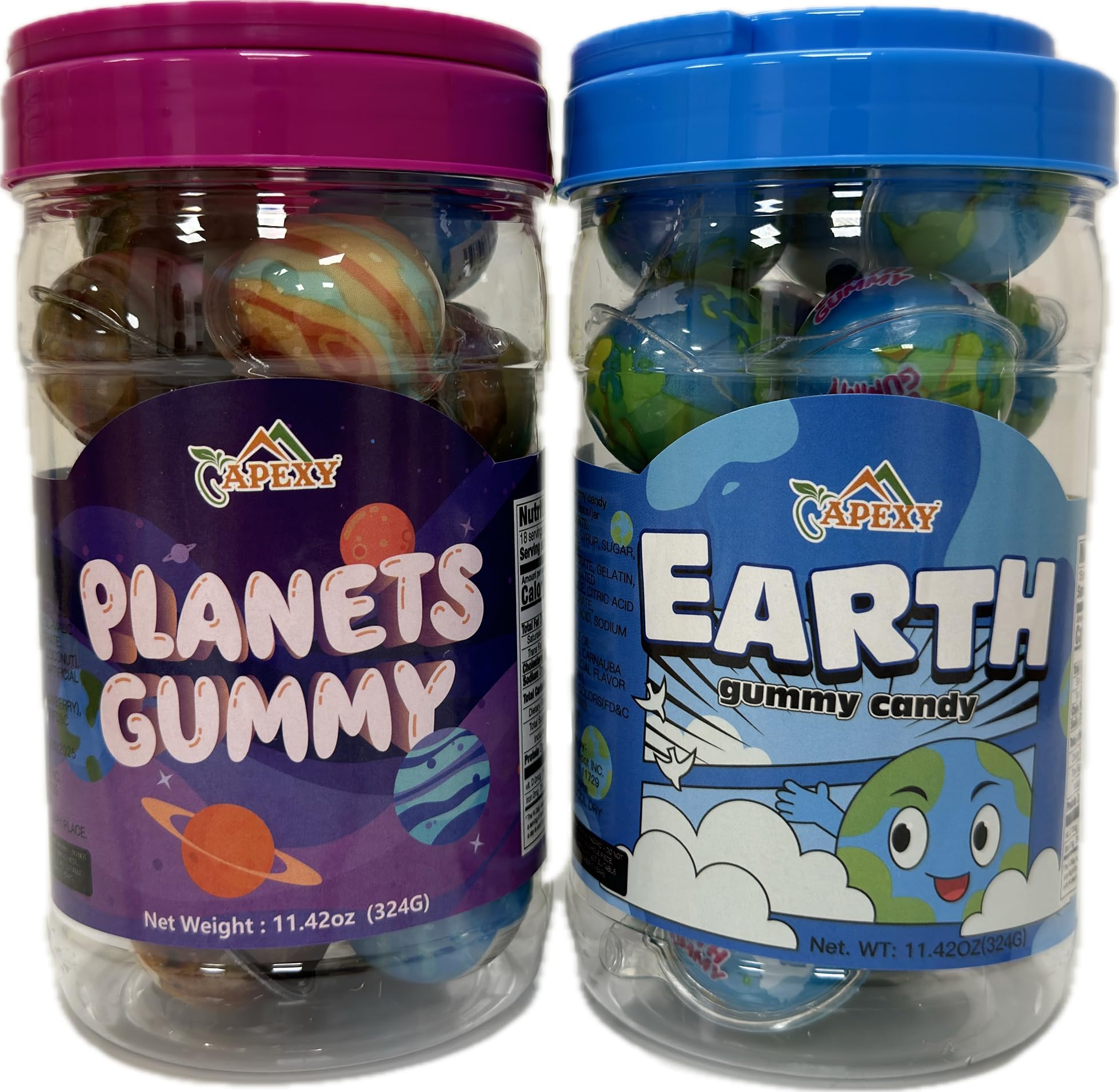 APEXYPlanet Gummy Candy with Fruity Liquid Center Fat Free Fun & Delicious Space- Themed Treats Great for Halloween, Birthday, Trick Or Treat, Party 11.42oz Variety Pack (Earth & Mixed Planets)