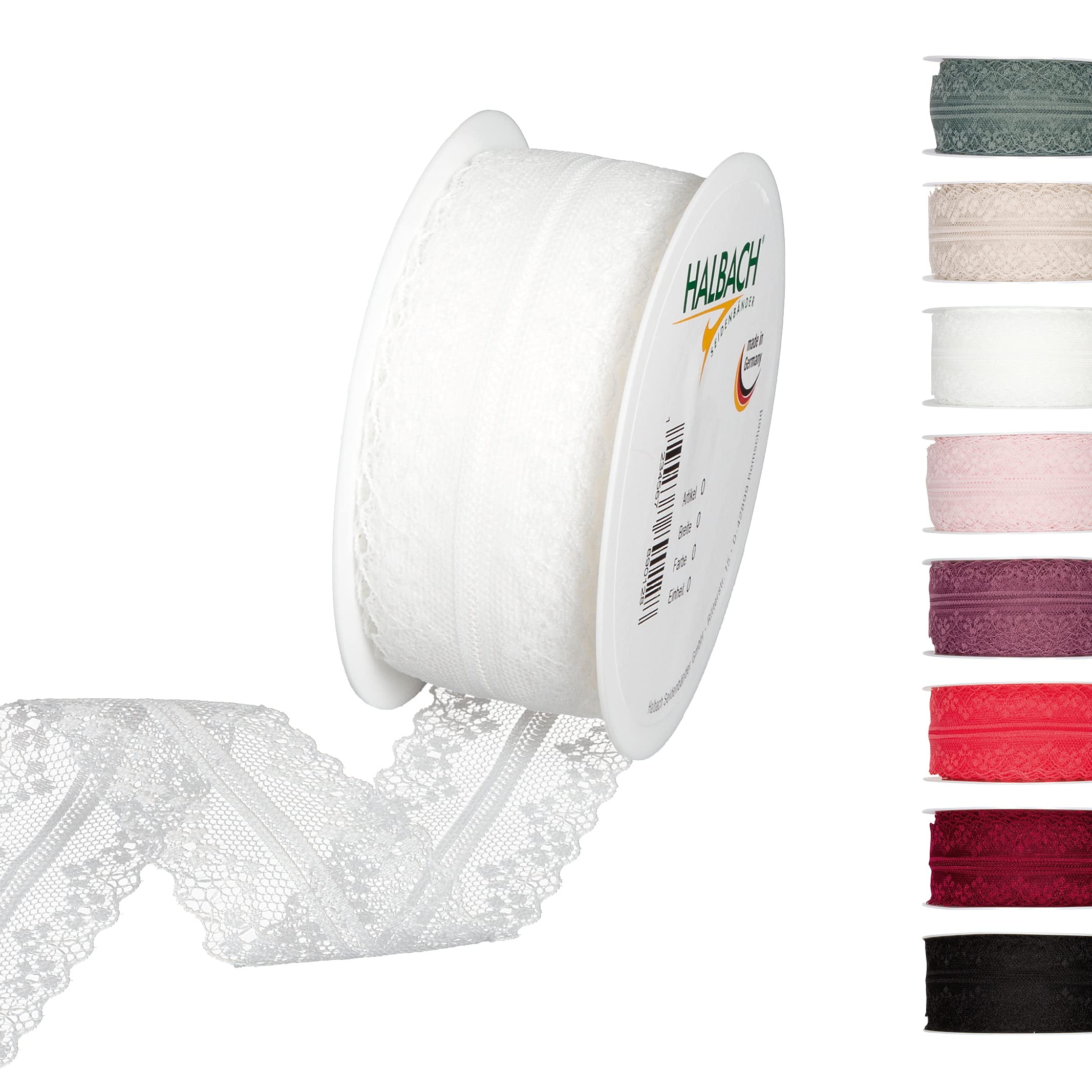 Halbach Seidenbänder Lace Ribbon 15 m Sold by The Metre on Roll as Ribbon for Weddings Sewing or Table Decoration Lace Trim Lace Fabric for DIY Crafts