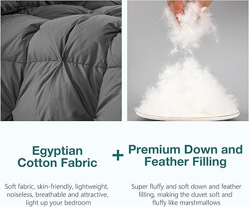 Miniatura 5 de KAKABELL Edredón plisado de fibra de plumón de ganso, tamaño California King, para todas las estaciones, ultra suave y acogedor, relleno de edredón