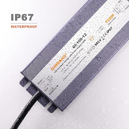 Miniatura 2 de 100W IP67 impermeable voltaje constante LED controlador fuente de alimentación transformador, 100-240V AC entrada universal con enchufe, salida 12V
