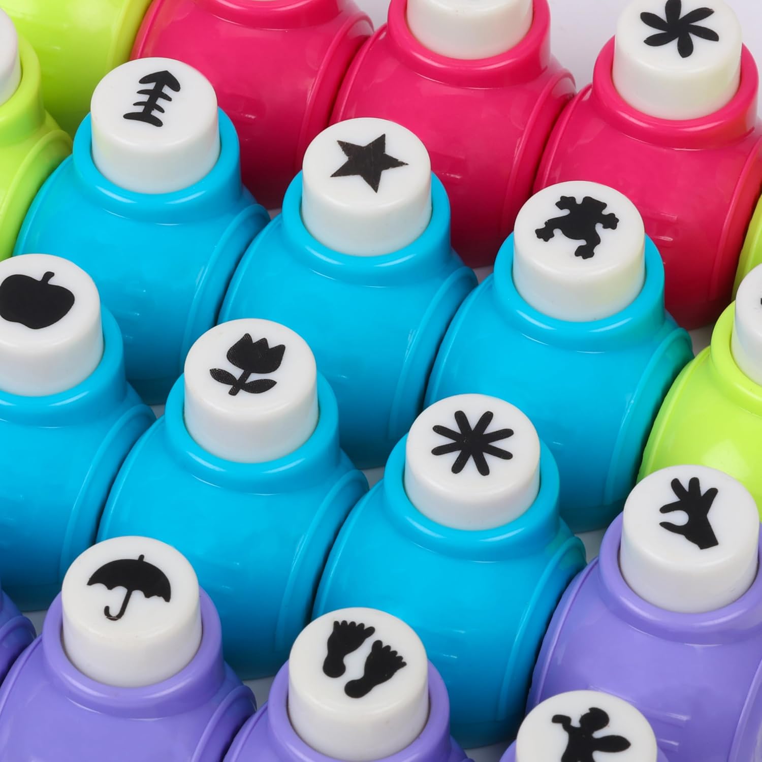 Kurtzy Mini Punch Set Scrapbooking (Pack of 24) - Multi Coloured Plastic Punches for Scrapbooking, DIY, Crafts, Photo Albums and Card Making
