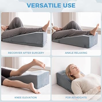 Leg Elevation Pillow, Premium Foam Leg Support Adjustable Wedge Pillow Relieves Joint Pain After Surgery Ergonomic Curve for Leg Support Promote Blood Circulation Single Leg