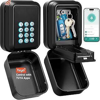 Schlüsseltresor mit Zahlencode Aussen wasserdichte Schlüsselbox Bluetooth Anti-Diebstahl Schlüsselsafe Wandmontage Schlüsselkasten mit Mehrere Passwörter & App-Funktionen