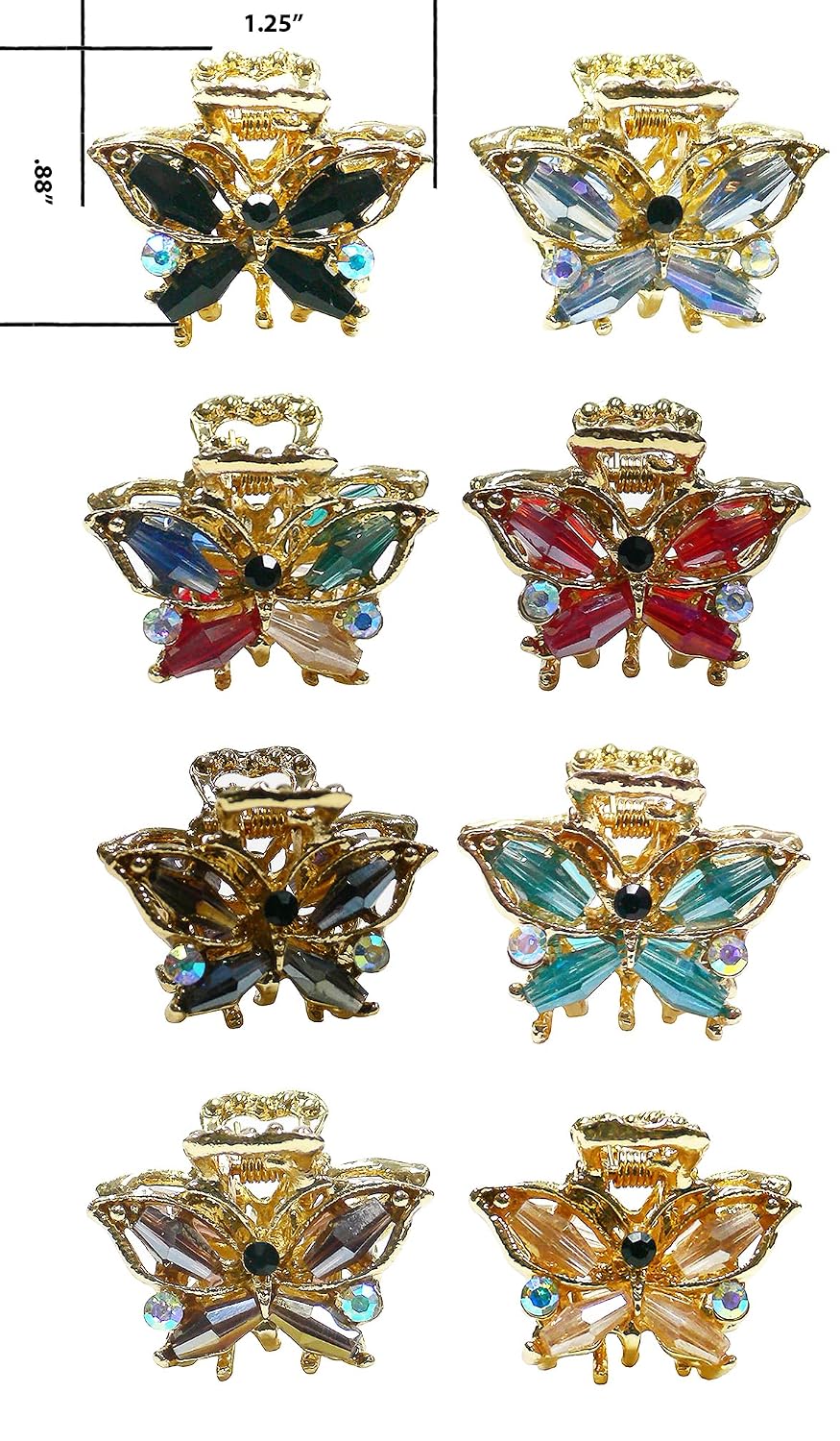3 Set of 8, 24 Count, Mini Metal Hair Claws, Light Weight Jaw Claw Clips U864175-5/425-24d5