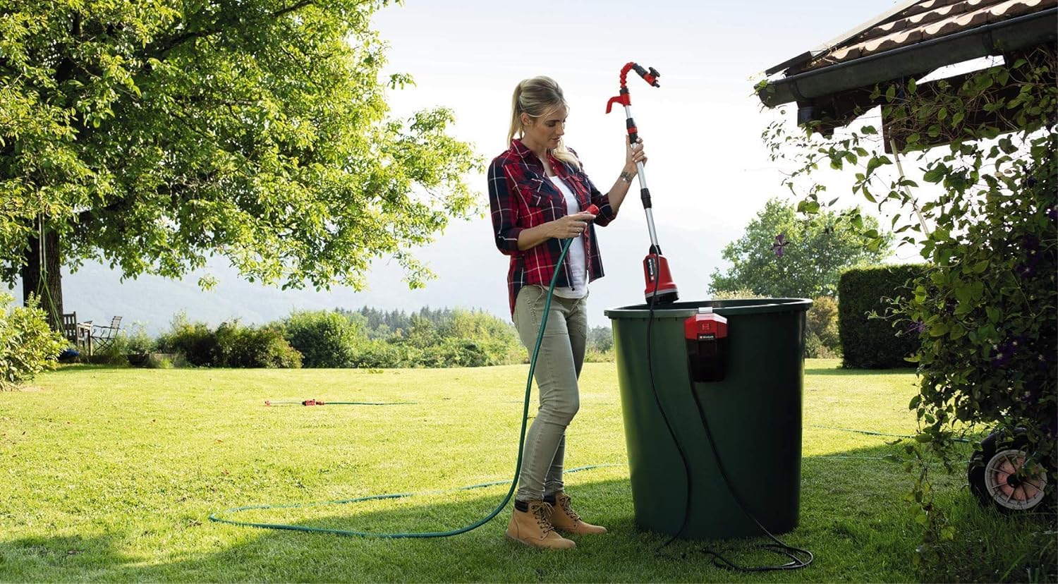Einhell Pompe d’évacuation pour eaux claires sans fil GE-PP 18 RB Li-Solo Power X-Change (18 V, max. 2 bar, débit max. 3000 L/h, boîtier de batterie flexible) Livré sans Batterie ni Chargeur