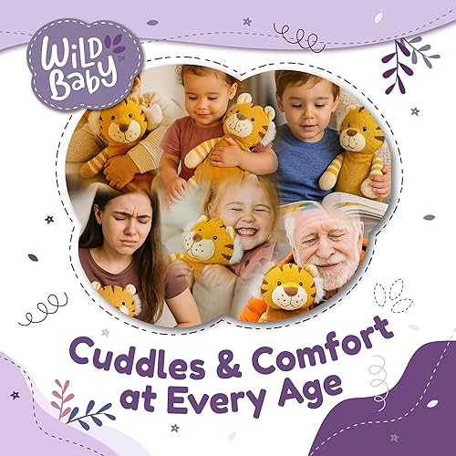 Miniatura 8 de WILD BABY Juguete de peluche para microondas y con peso, animal de peluche de tigre para mayor comodidad y calidez, peluche suave y calentable para