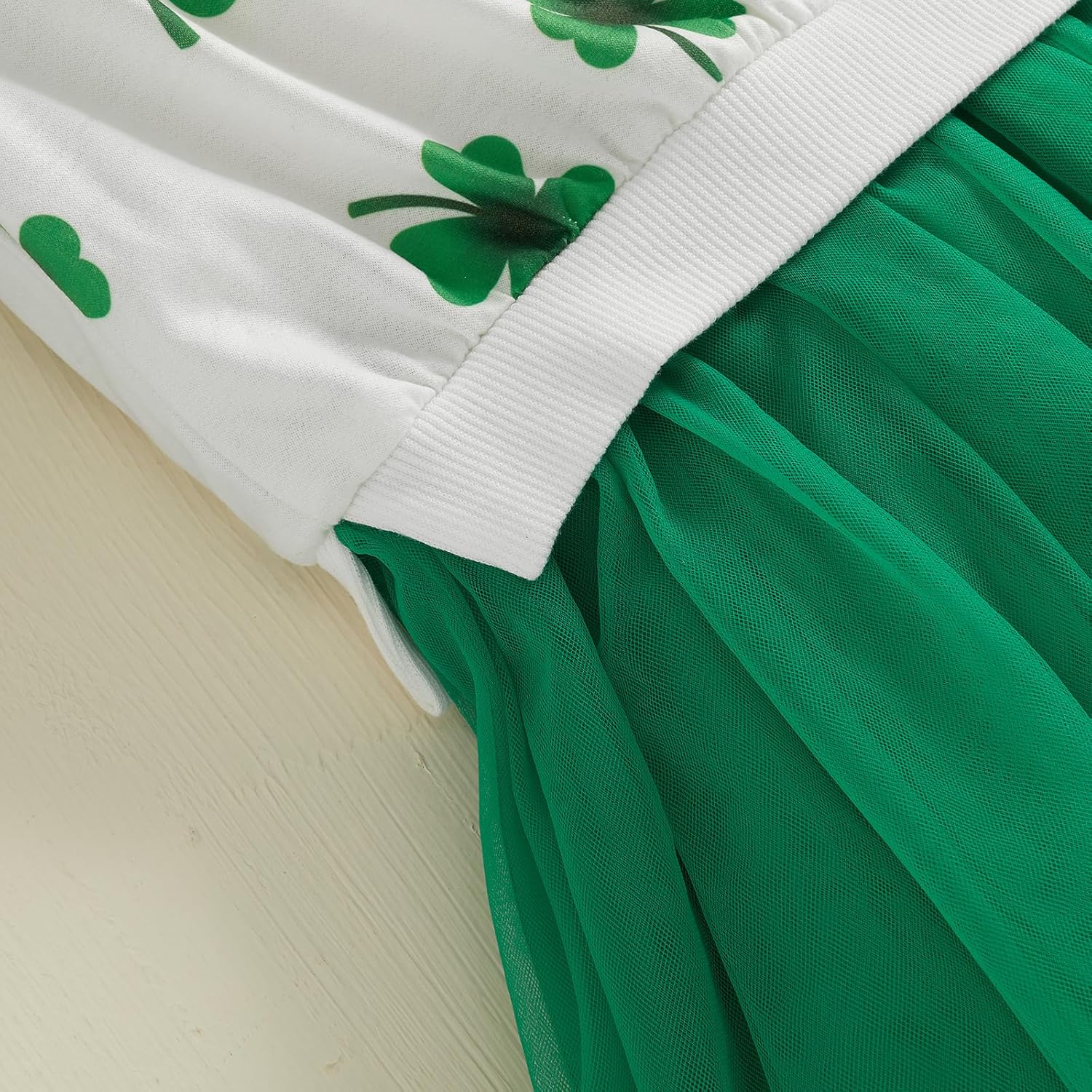Toddler Baby Girl St Patricks Day Dress Outfit Shamrock Clover Long Sleeve Sweatshirt Tulle Tutu Skirt Dress Clothes - Image 2