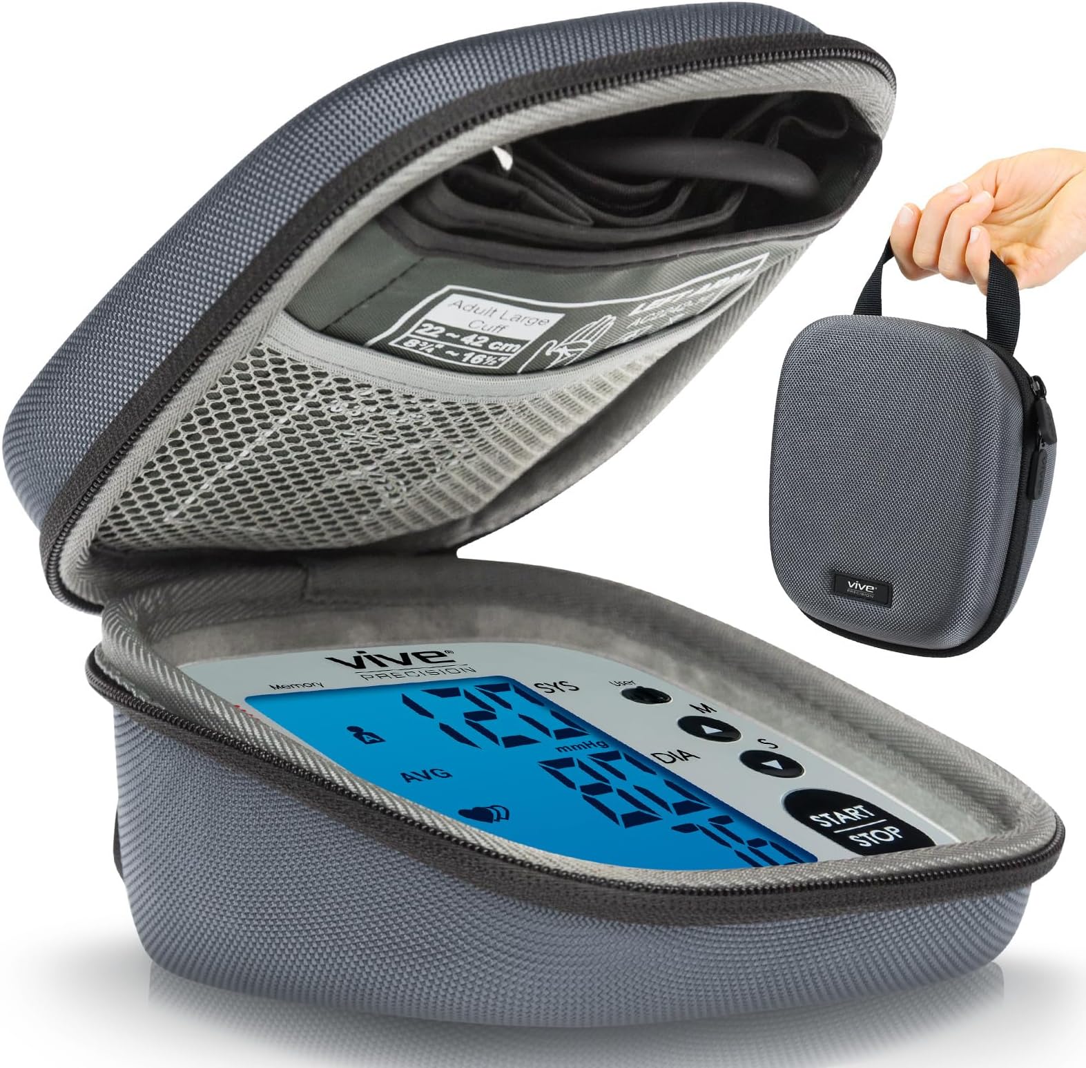 Blood Pressure Monitor Case - Hard Carrying Medical Travel Storage Bag - Universally Compatible Portable BPM Cuff, Health Accessories Pouch Replacement with Carrying Strap - Shockproof
