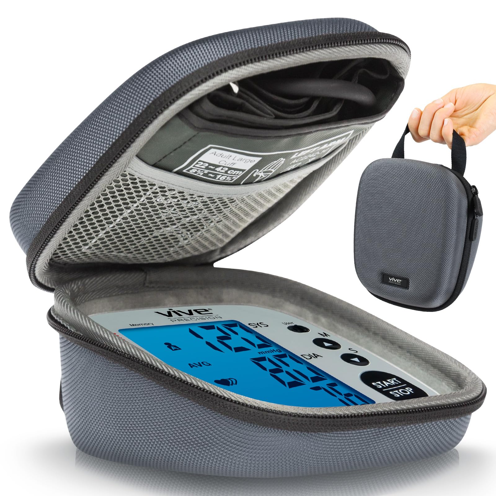 Blood Pressure Monitor Case - Hard Carrying Medical Travel Storage Bag - Universally Compatible Portable BPM Cuff, Health Accessories Pouch Replacement with Carrying Strap - Shockproof