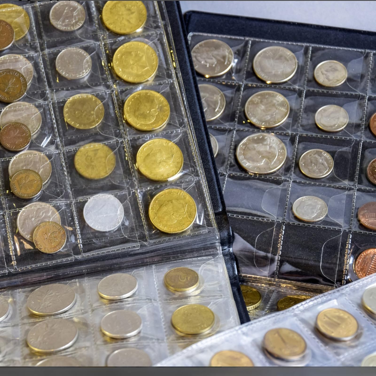Münzhüllen mit 600 Fächern, 20 Blatt, Münzhalter für Sammler, Kunststoff-Münzschutzseiten, Sammelzubehör für Ordner mit Standard 9 Löchern (30 Taschen)