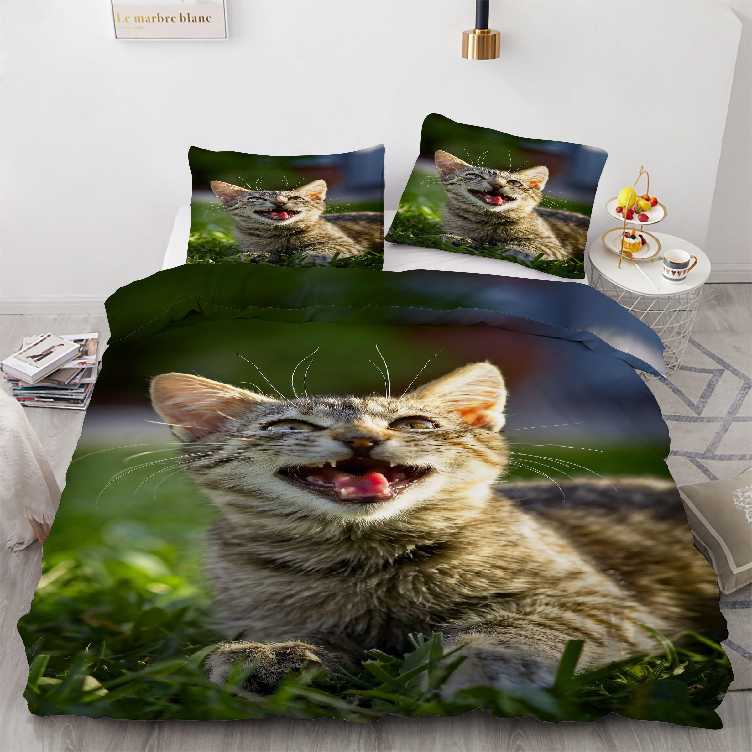 Ensemble de literie 3 pièces marguerite housse couette 90x190 et taies d'oreiller microfibre