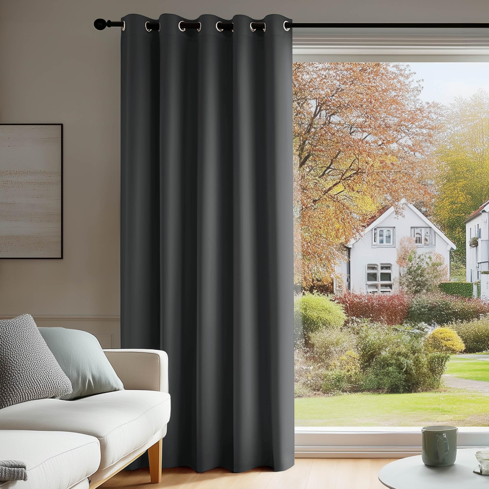 Deconovo Front Door Curtain Thermal Insulated Energy Efficient Eyelet Blackout Curtains for Bedroom Living Room 66 x 84 Inch Drop Dark Grey 1 Panel