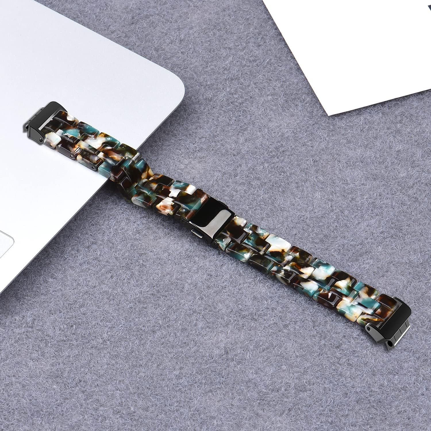 Wongeto Compatible with Fitbit Inspire 2 & Inspire/Inspire HR Bands for Women Girls, Resin Wristband Strap with Stainless Steel Buckle Replacement Bands for Fitbit Inspire accssorises(Blue Flower) : Electronics