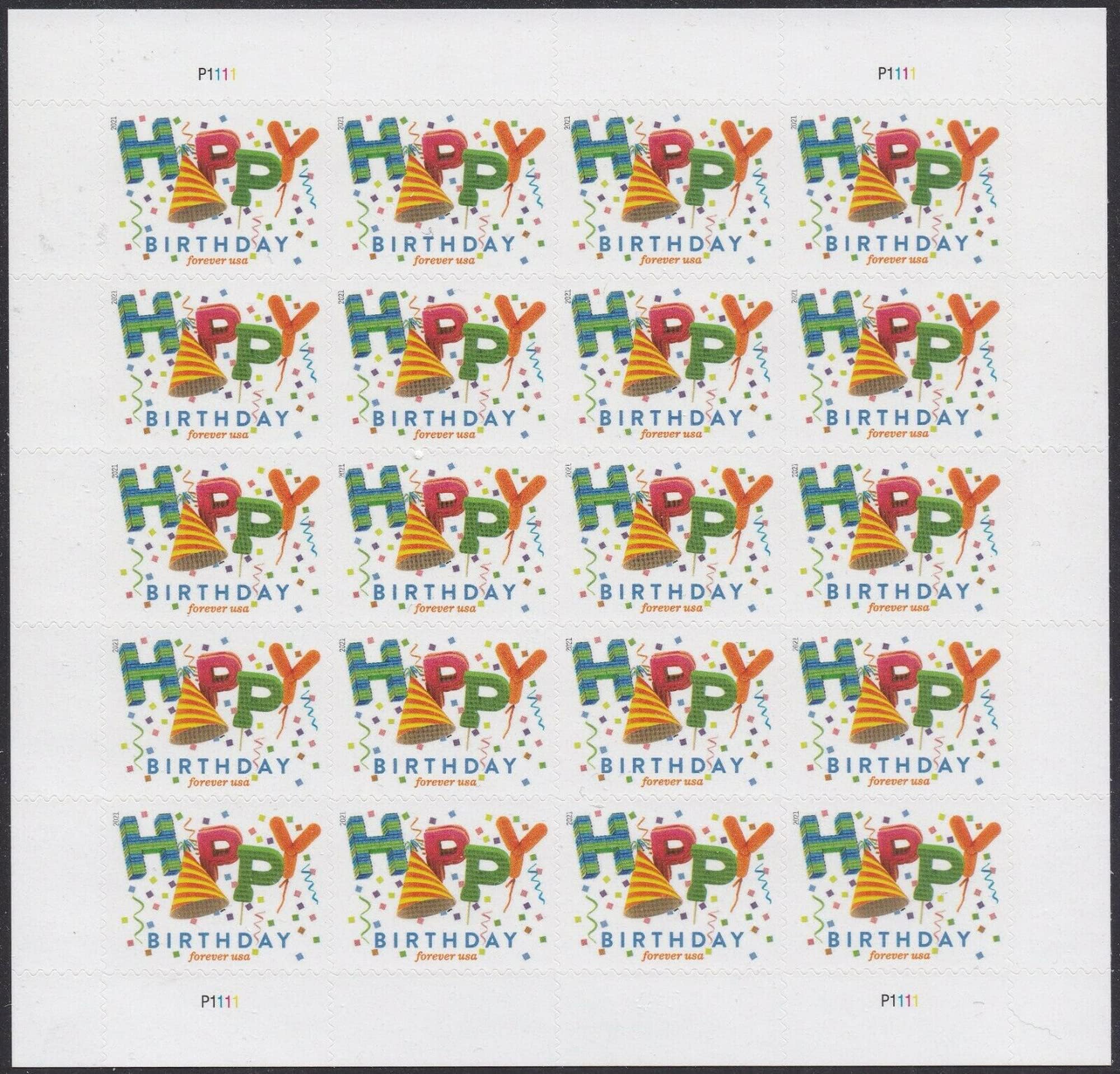 Happy Birthday Sheet of 20 Current First Class Postage Stamps Scott 5635