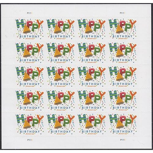 Happy Birthday Sheet of 20 Current First Class Postage Stamps Scott 5635