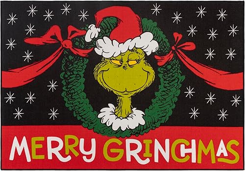 Gertmenian Alfombra infantil para sala de juegos y sala de juegos, alfombra infantil The Grinch, decoración del hogar para niños, alfombra ideal