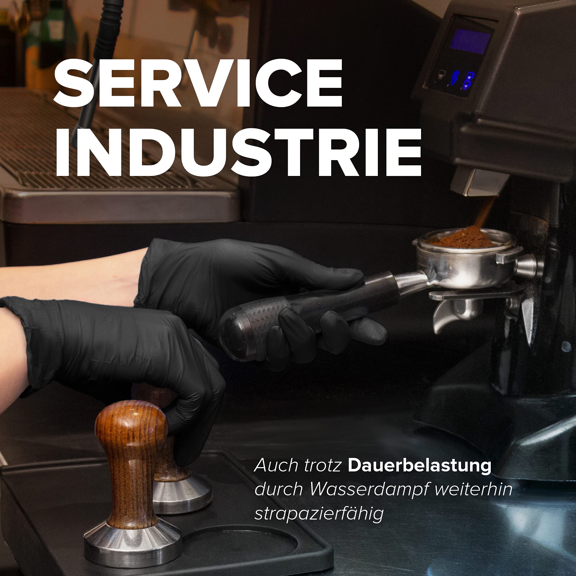 HARD 1000x Nitrilhandschuhe, Einweghandschuhe, Reißfest, Nitril Handschuhe, puderfrei, latexfrei, Einmalhandschuhe, Untersuchungshandschuhe, Black disposible nitrile gloves Box - Größe L - Schwarz