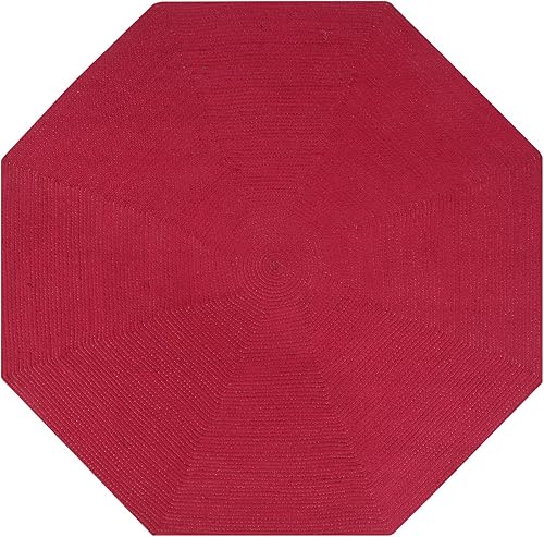 Vista 42 de Alfombra reversible resistente al moho y a las manchas de la colección Better Trends Alpine Braid, duradera y resistente a las manchas, 100% Borgoña