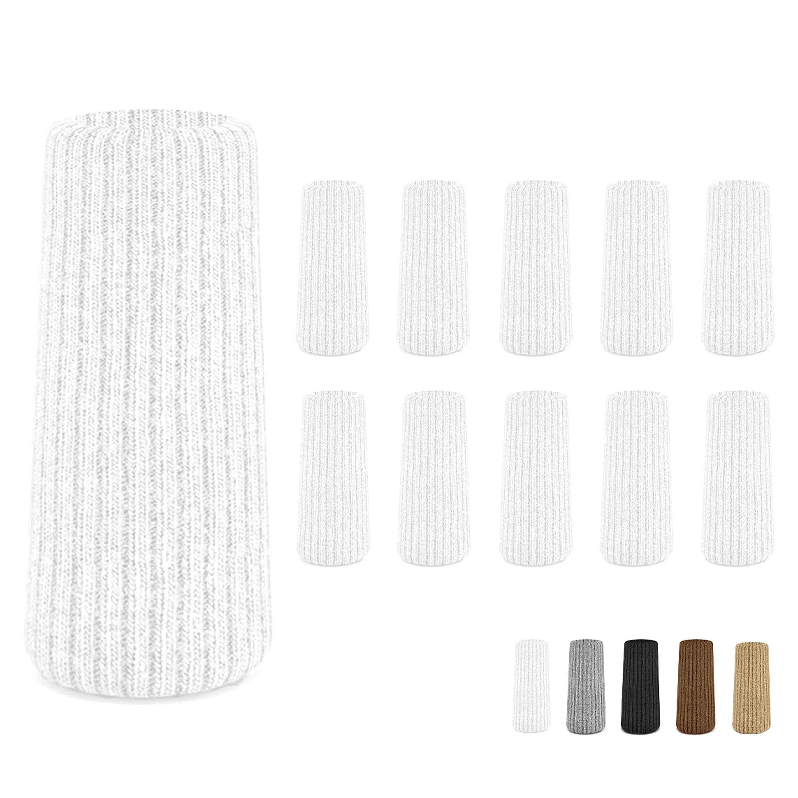 48 Pcs White Premium Chair Leg Socks Protectors for Hardwood Floors - Not Falling Off - Easy to Put On - Fits Round and Square Legs - High Elastic Bar