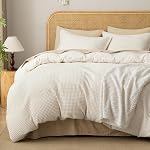 David's Home Waffle Weave Duvet Cover Set Queen Size,Soft Breathable Comforter Cover Set with Pillowcases,Textured Home Decor Bedding Set Cozy for All Seasons, Taupe 90"×90",No Comforter