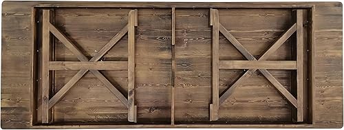 Miniatura 5 de Flash Furniture Hercules - Mesa de comedor plegable con patas en X, mesa rectangular de pino macizo de grado comercial para 10, 9 x 40 pulgadas,