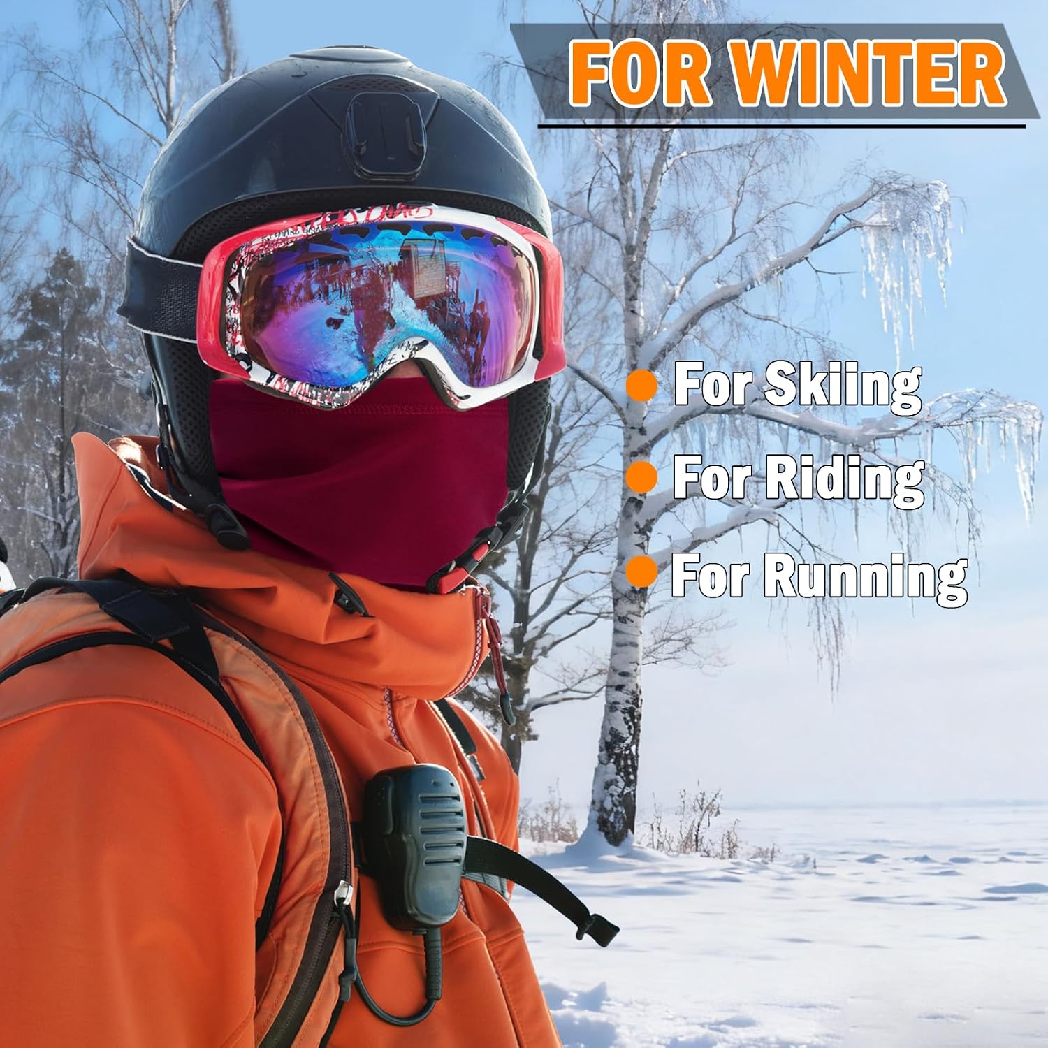 Neck Gaiter, Winter Face Mask Cover, Fleece Windproof Cold Weather Scarf for Men, Women image 4