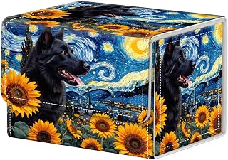 Dog in Starry Night Deck Box for MTG Commander | Holds 100+ Double-Sleeved Cards | Strong Magnetic TCG Card Case for Collectible Games