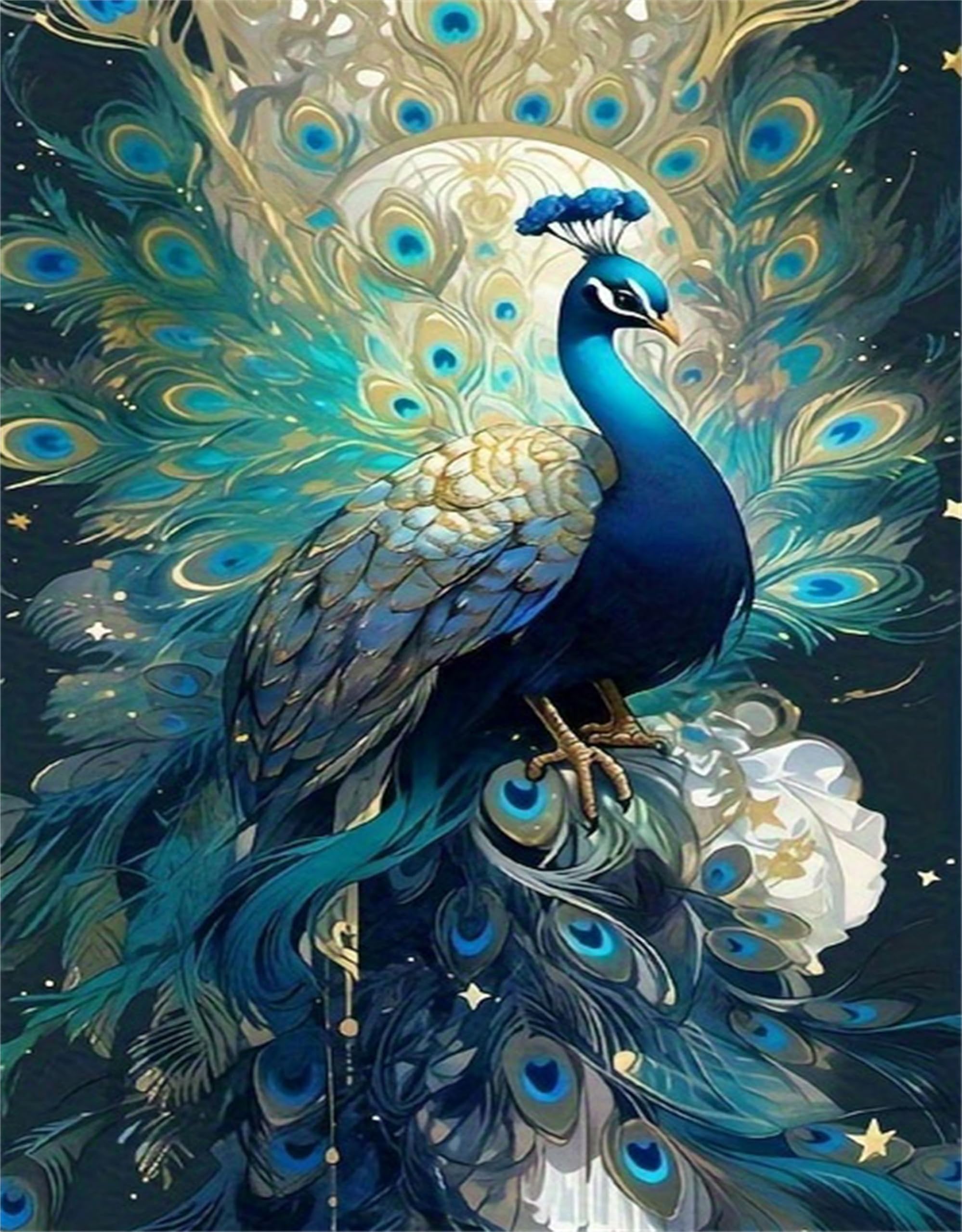 Paint by Numbers Kit for Adults Peacock,DIY Easy Painting Kits on Canvas Animal, Small Color by Numbers Acrylic,Adult Paint by Number for Gifts,Home Wall Decor (Peacock)