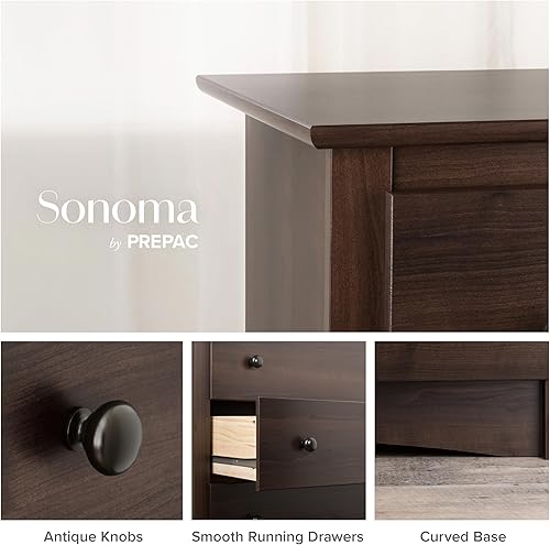 Miniatura 6 de Prepac Sonoma EDC-6338 - Cómoda doble con 8 cajones para dormitorio, cómoda ancha, muebles de dormitorio, almacenamiento y organizador de ropa,