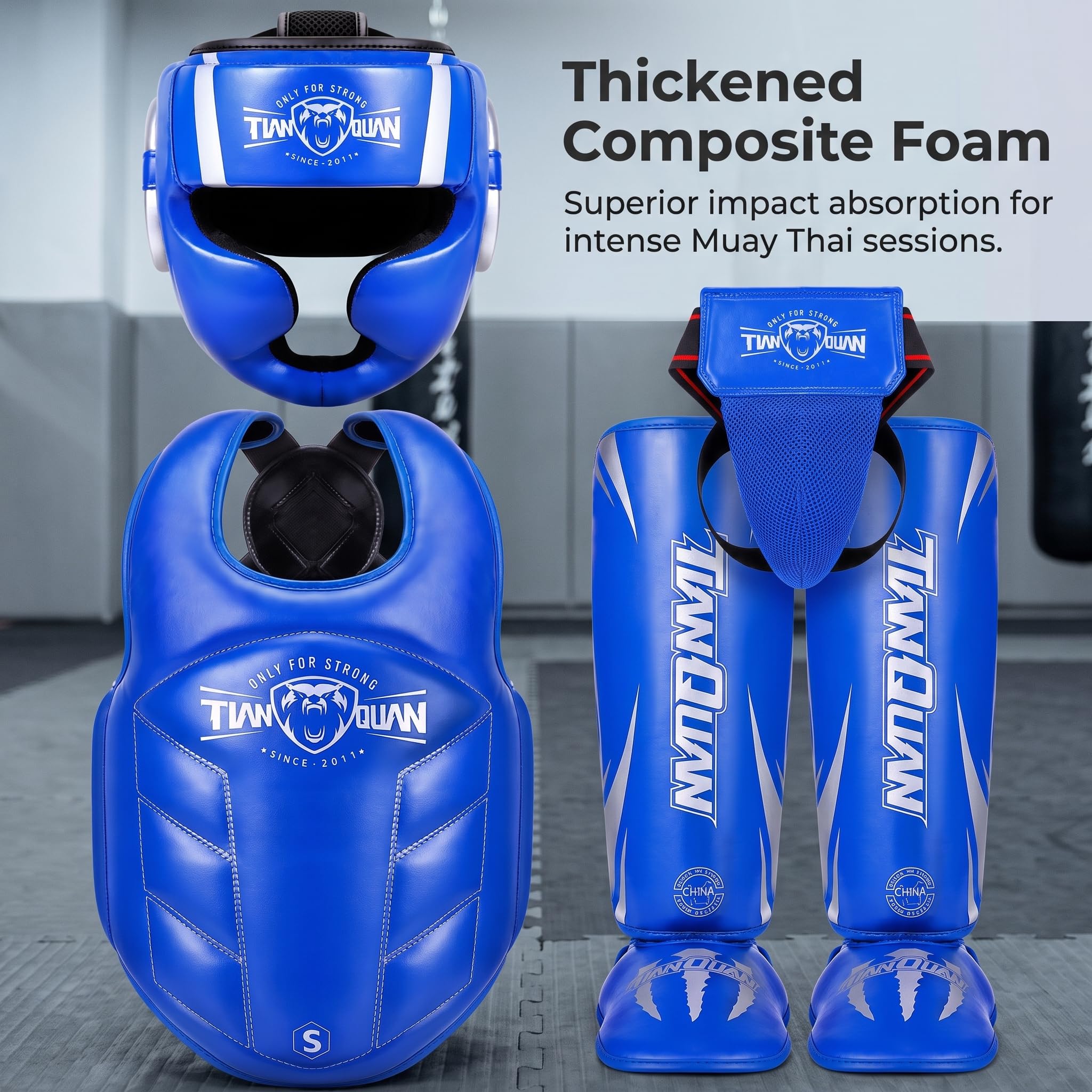 Boxen Schutzausrüstung – Schutzset für Kampfsportler , Blau , S