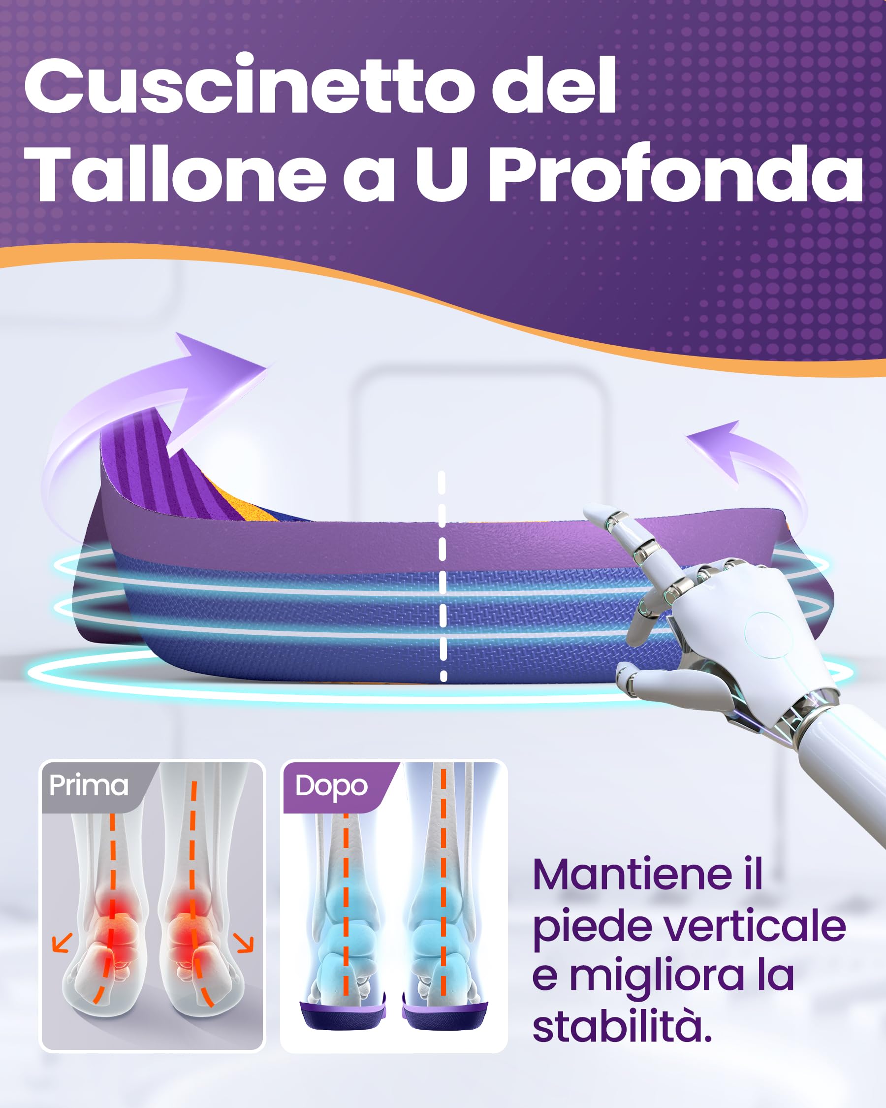Plantari per Spina Calcaneare, QBK Plantari Anti Dolore indicato per Piede Piatto, Arco Plantare Alto, Iperpronazione, Gambe Aparenti, Per Camminare, In Piedi, Lavoro. M
