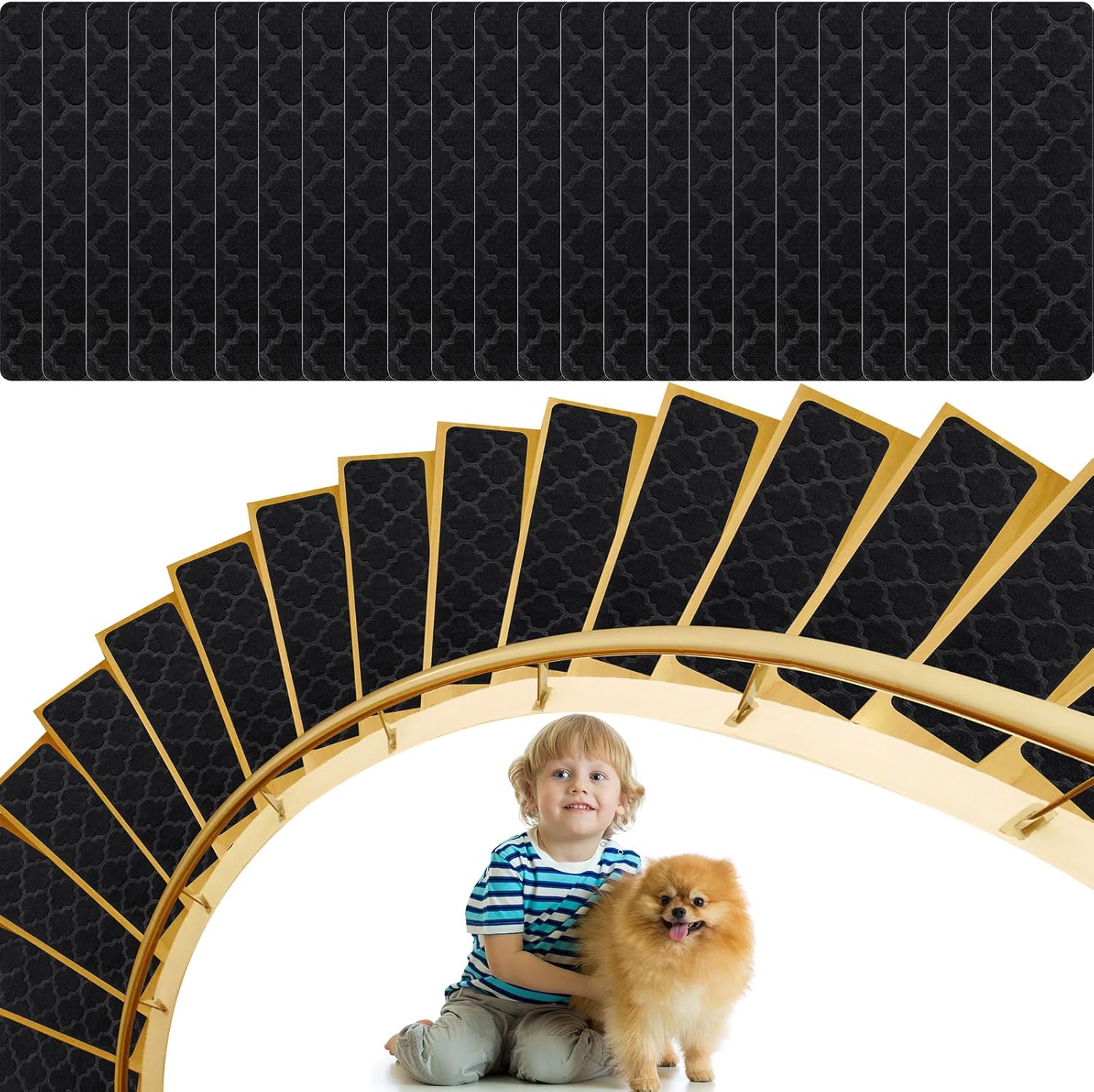 Frienda 24 Pcs Stair Treads Bulk 30 x 8 Non Slip Carpet Step Mat with