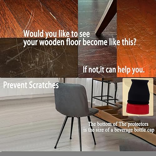 Miniatura 3 de Protectores de suelo de silicona pequeños para patas de silla, para patas de silla de 0.8 a 1.3 pulgadas, tapas de patas de silla, fundas para patas